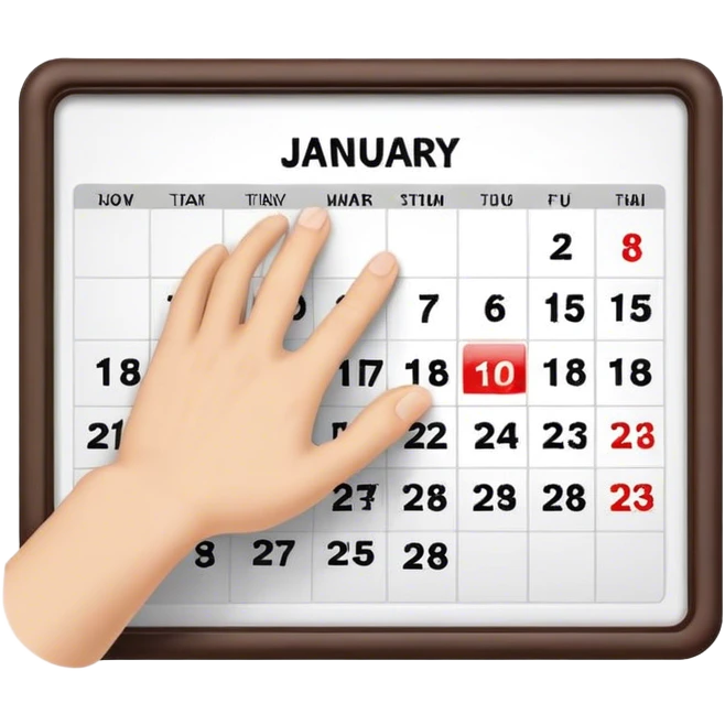 Flipping the calendar of January without guy emoji