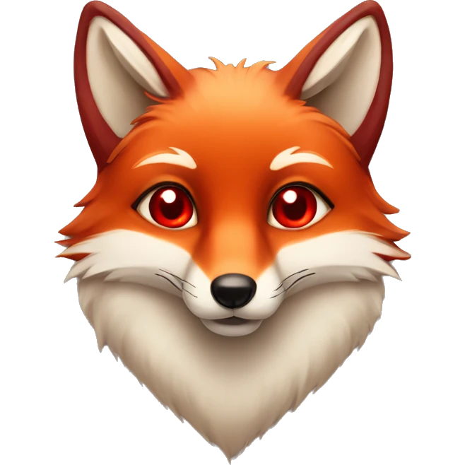 deep lush red fox face with tiny red heart instead of eyes emoji