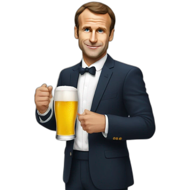 Macron boit une bière emoji