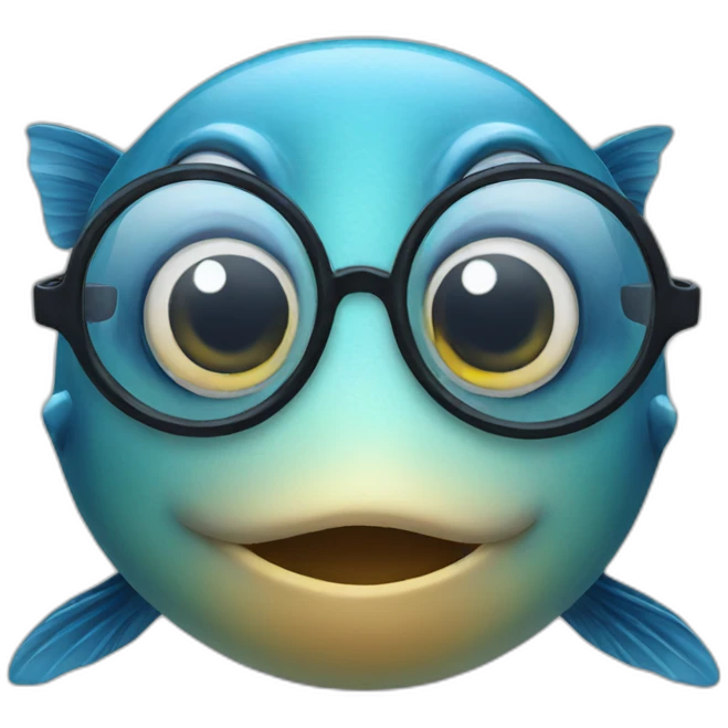 fish using glasses emoji