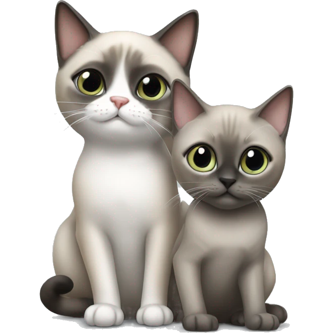 Siamese cat playing with a British gray cat emoji