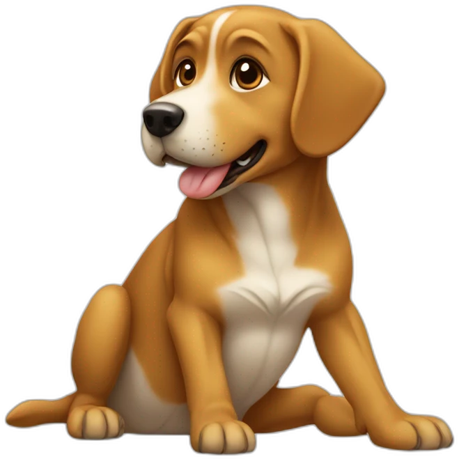 Chien assis sur une tortue emoji