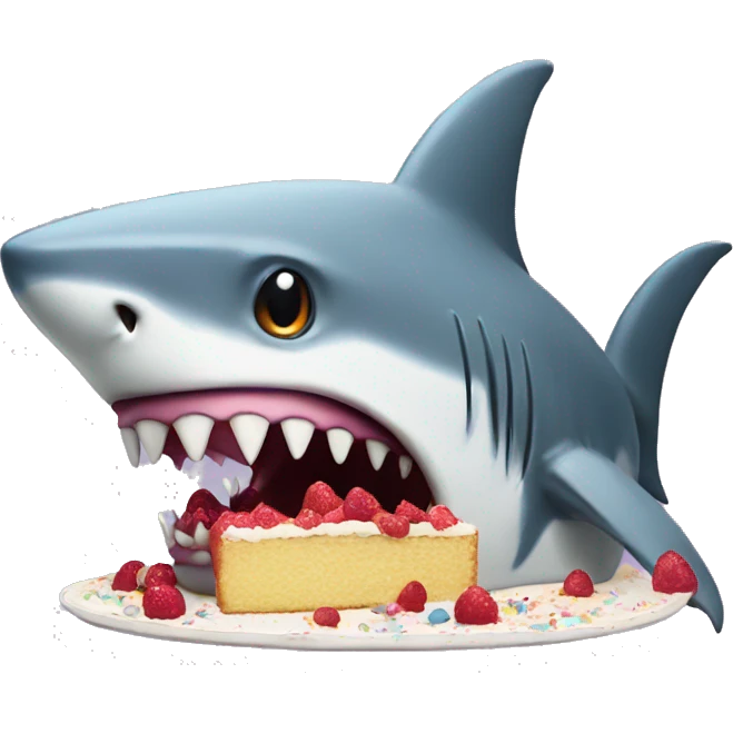 Shark with a top hat eating cake emoji