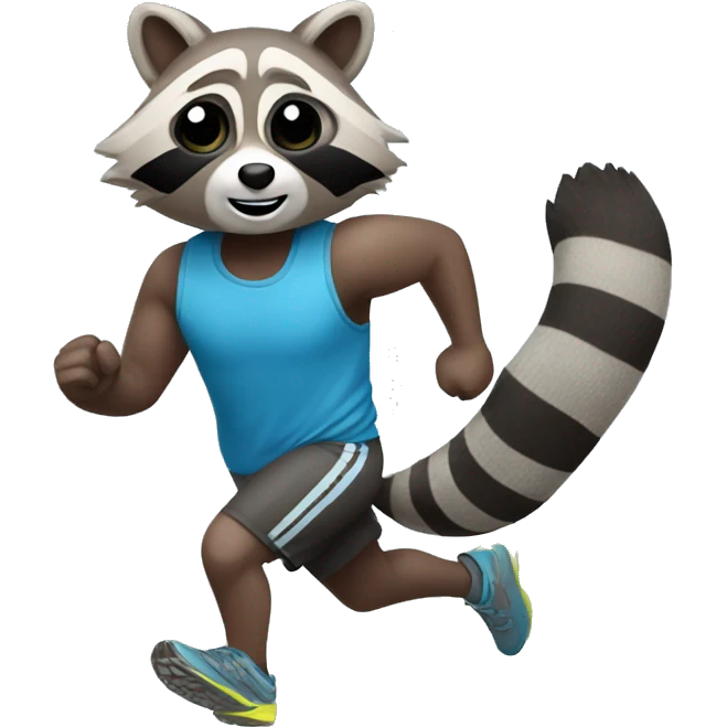 Raccoon running with sport running clothes  emoji