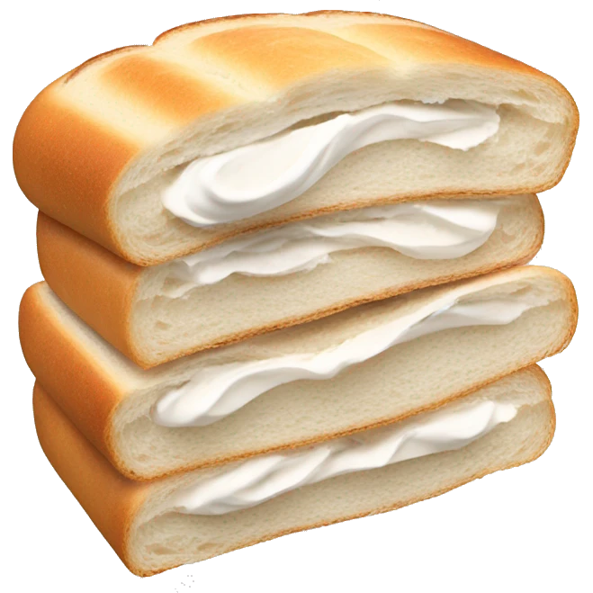 cut sandwich bread filled with whipped cream emoji