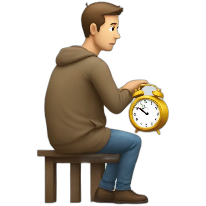 man watching his clock while waiting impatiently emoji
