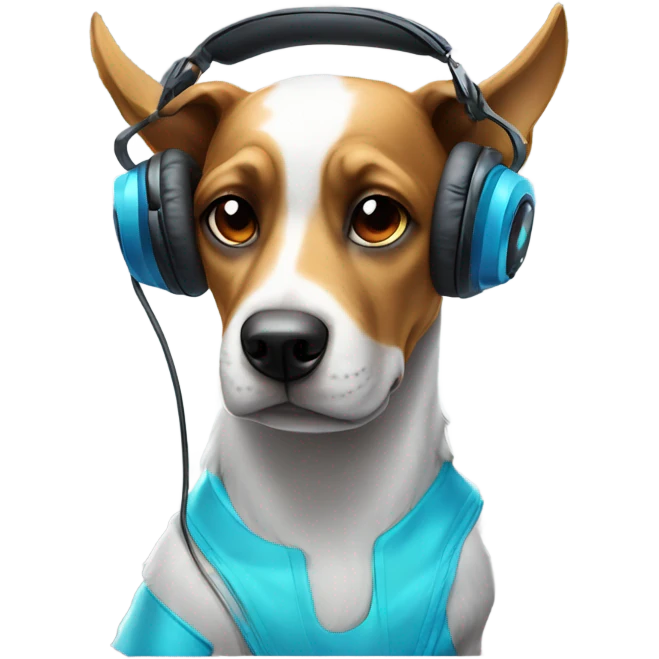 Gamer dog with gaming headphone and rgb keyboard emoji