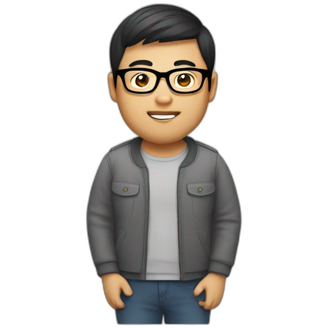 Asian chub guy with glasses emoji