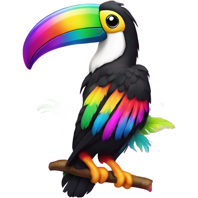 Lisa frank toucan with rainbow feathers emoji