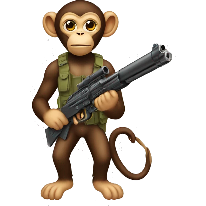 Monkey with the gun with the cat on his head emoji