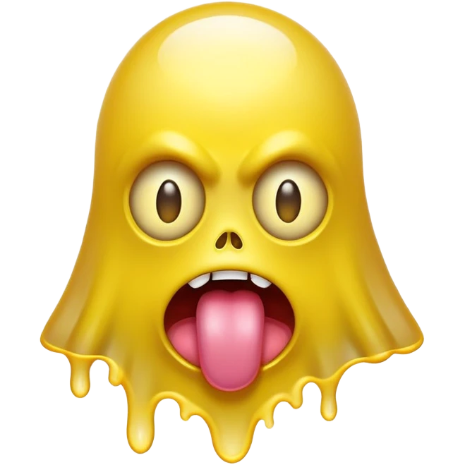 Yellow cyclops ghost with tongue sticking out emoji