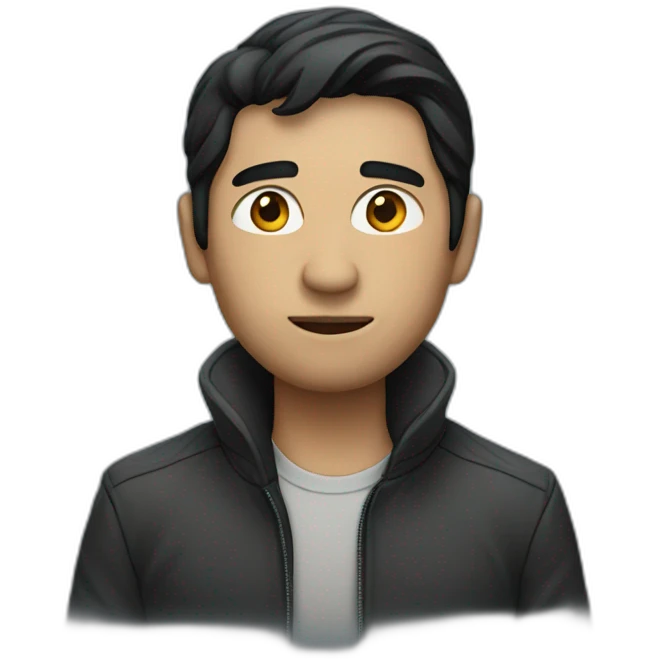 mysterious black-haired man in jacket emoji