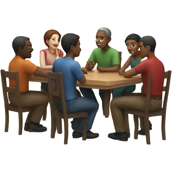 6 people sitting either side of a square table emoji