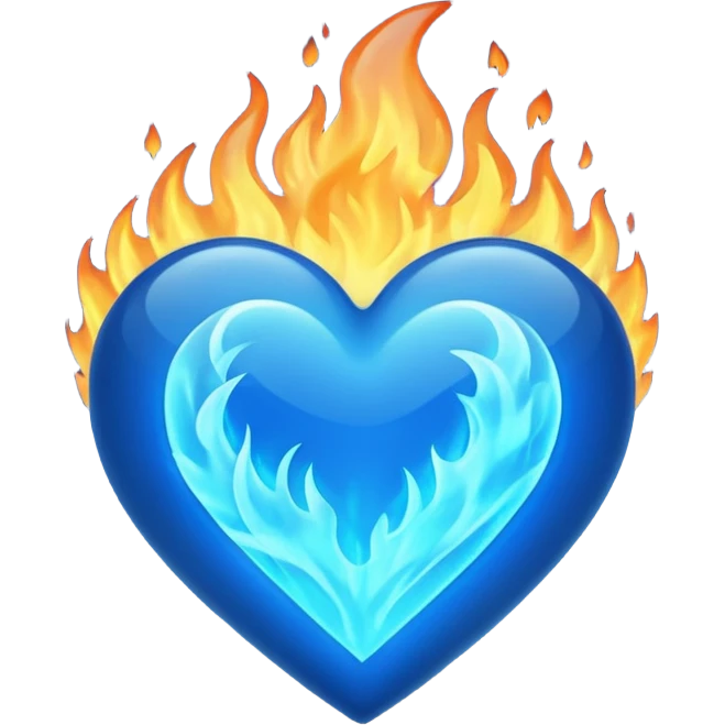 Emoji style Blue fire heart emoji