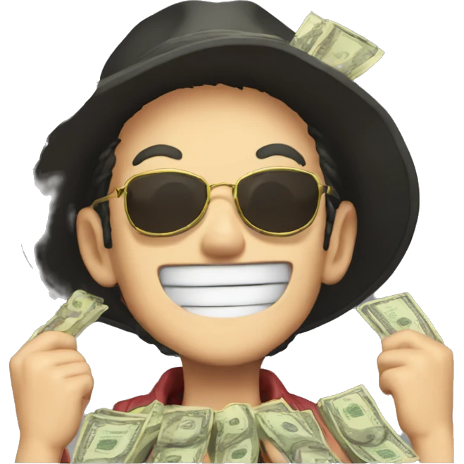 One Piece Ruffy with money in his hand emoji
