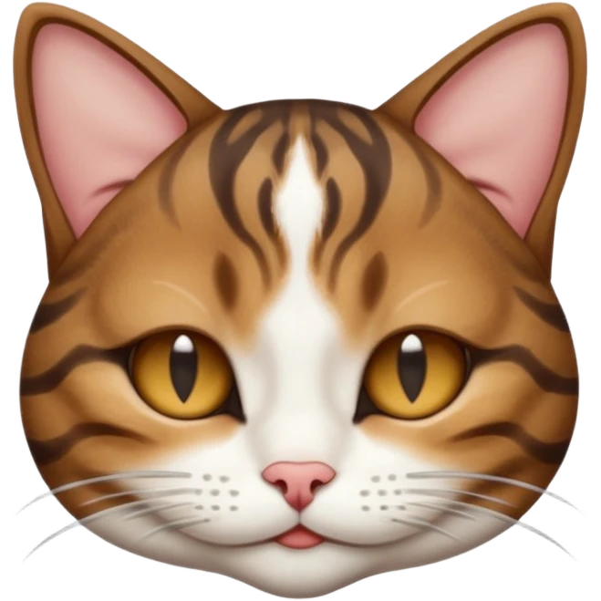 dark brown tabby and white small cat in funny positions upside down with eyes closed emoji