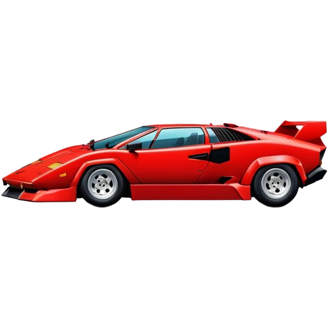 Bright red Lamborghini Countach, classic supercar with wedge shape and low profile emoji