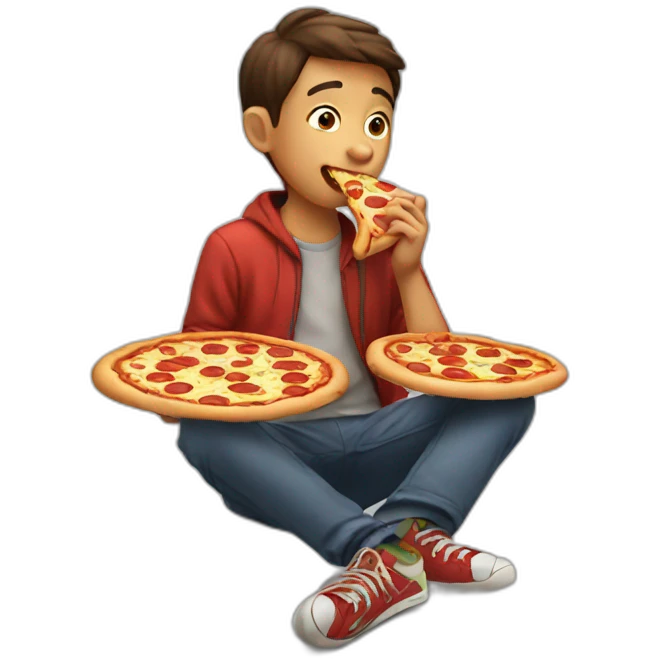 Boy eating pizza emoji