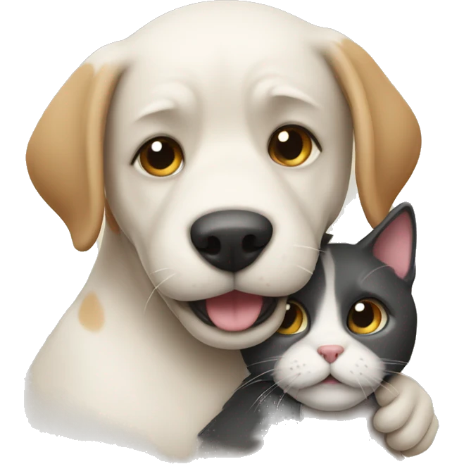 Cat and dog hugging emoji