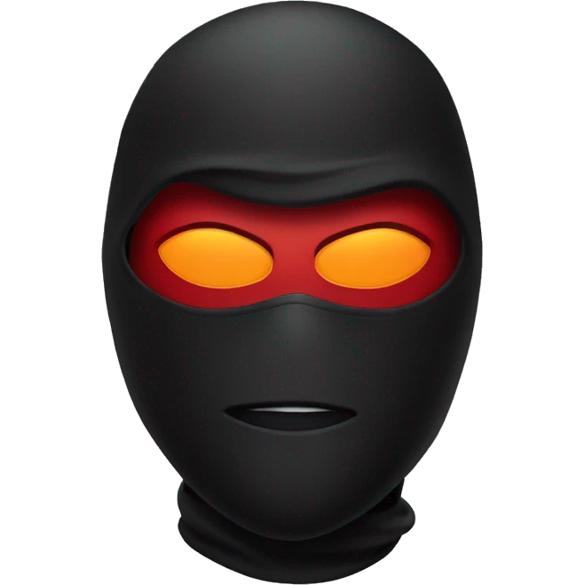 skimask superhero, all black, with glowing red eyes emoji
