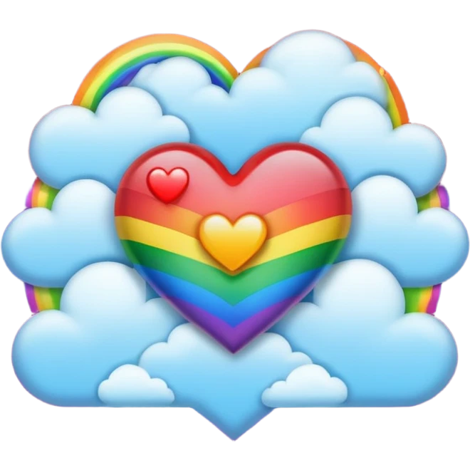 heart glow in the dark rainbow with clouds emoji