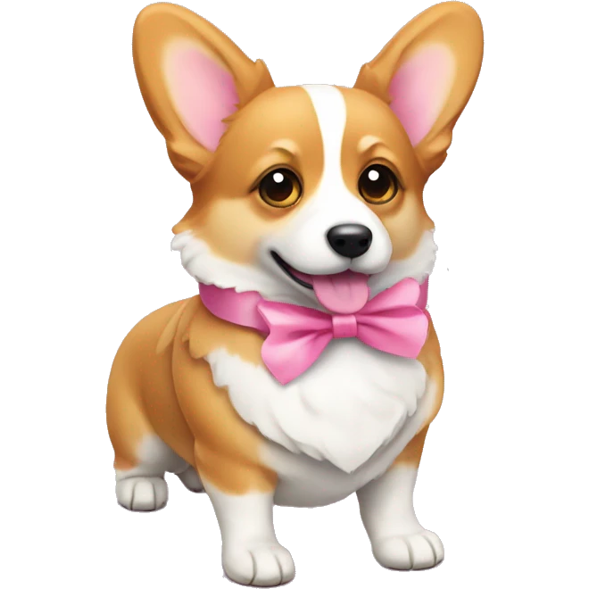 Corgi with pink ribbon emoji
