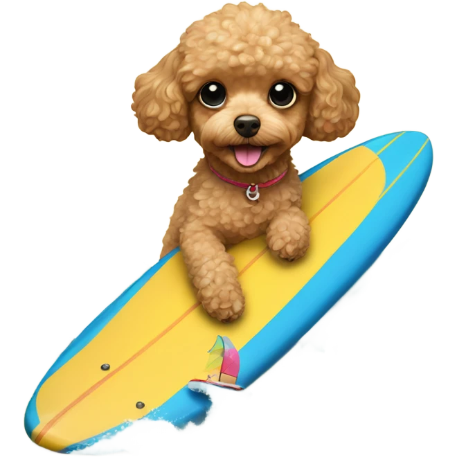 Golden toy poodle on a surf board emoji