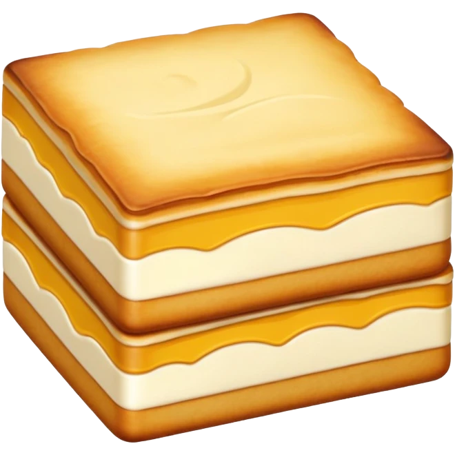 Inner Mongolia milk cake with crispy layers, simplified emoji style with bold outlines and bright colors, cartoon style dairy pastry snack emoji