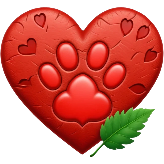 heart with a paw print and a leaf emoji