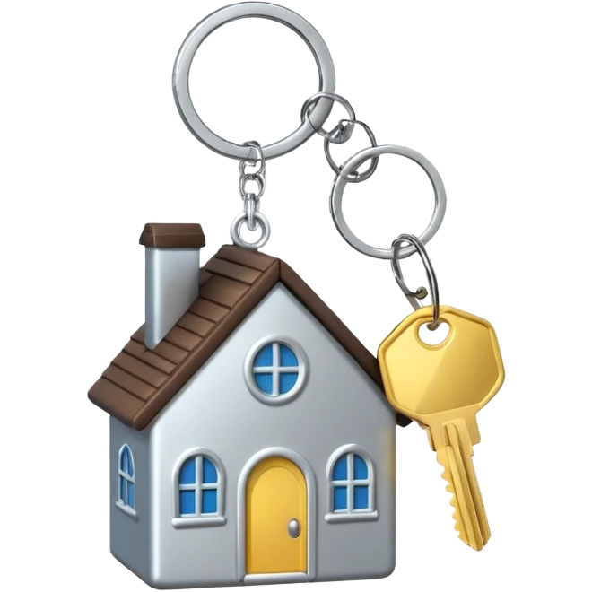 keyring with keys and a house-shaped keychain, emoji style emoji