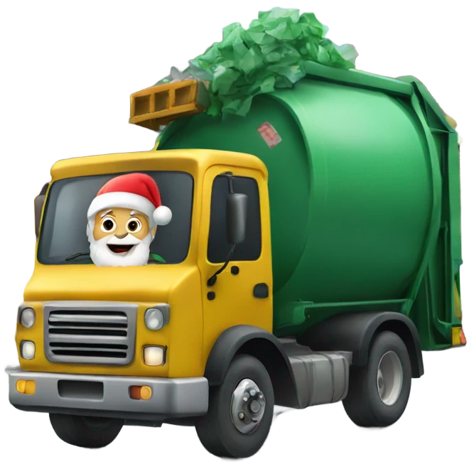 Santa Claus driving a garbage truck emoji