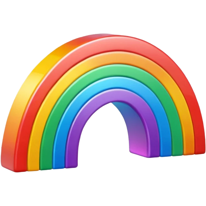 A 3d, not too detailed rainbow prismatic icon emoji