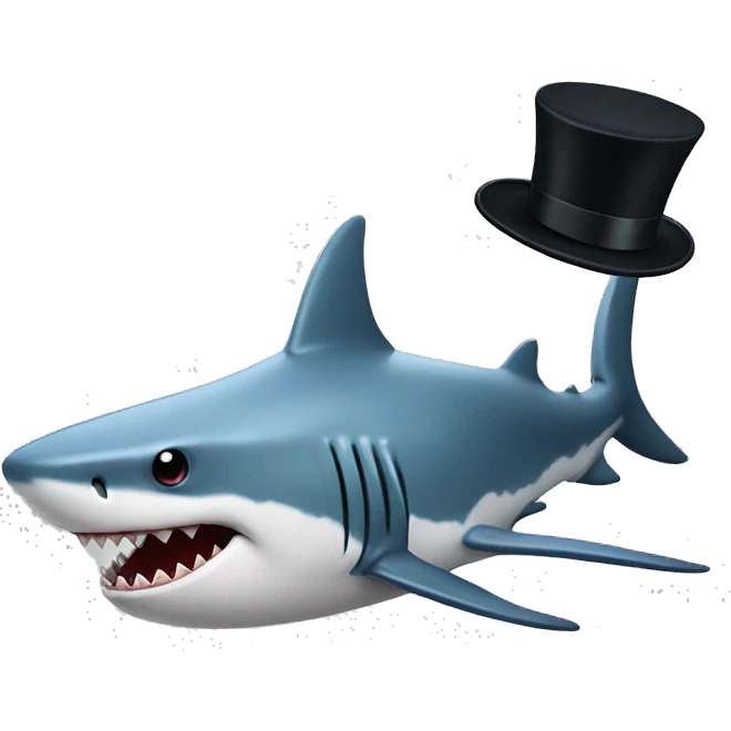 Shark with a top hat emoji