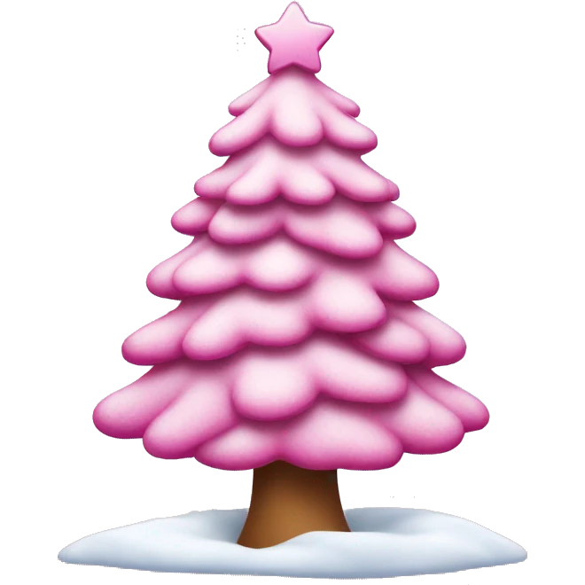 Pink Christmas tree with snow emoji