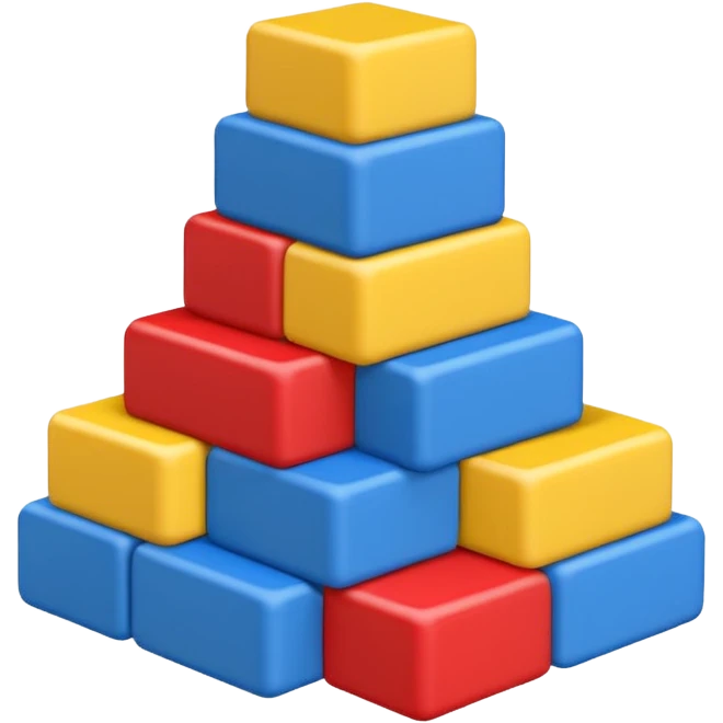 blocks ontop of eachother but staggered in different primary colours emoji