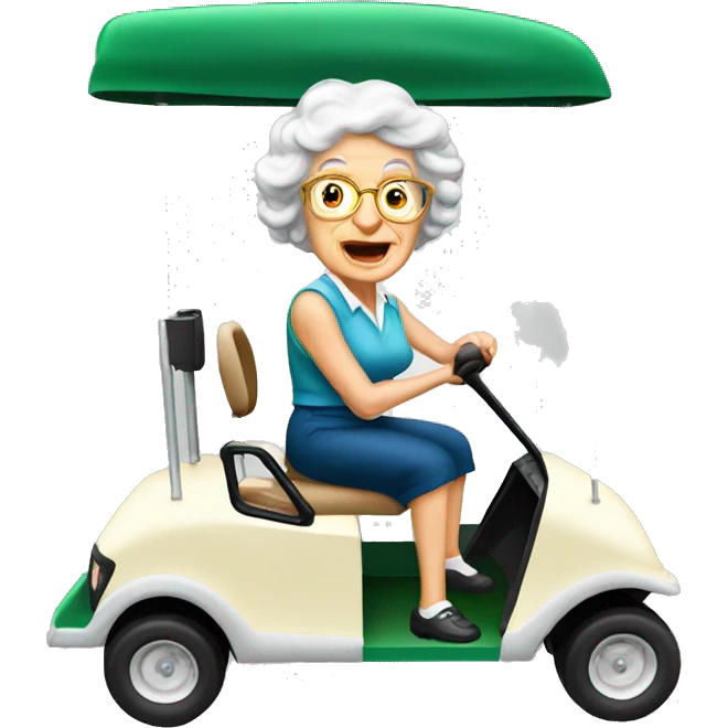 Old read head lady golf cart emoji