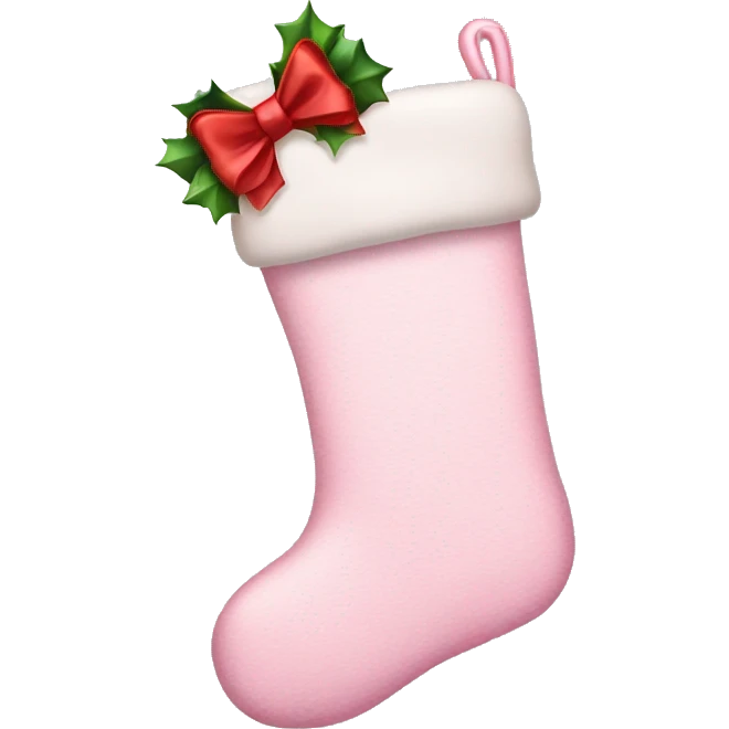  light pink Christmas stocking with bow emoji