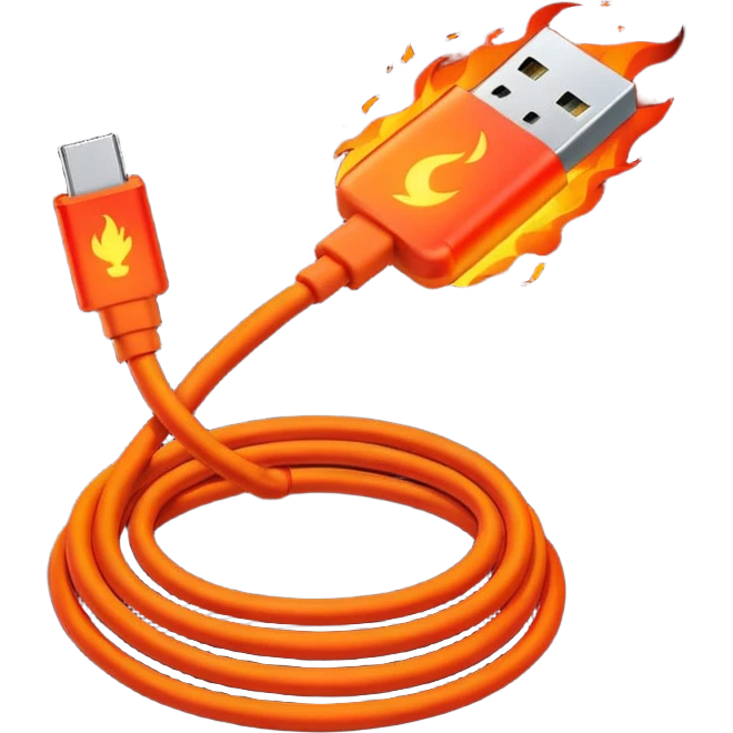a fire usb-C cable emoji