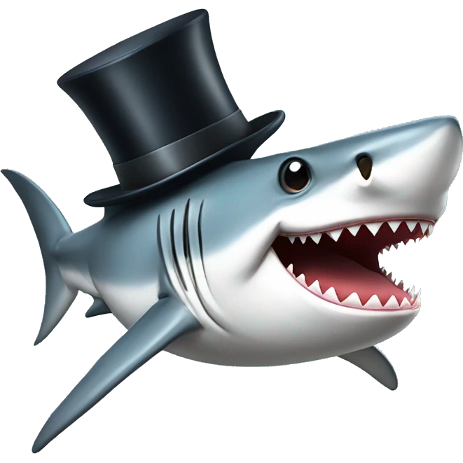 Shark with a top hat emoji