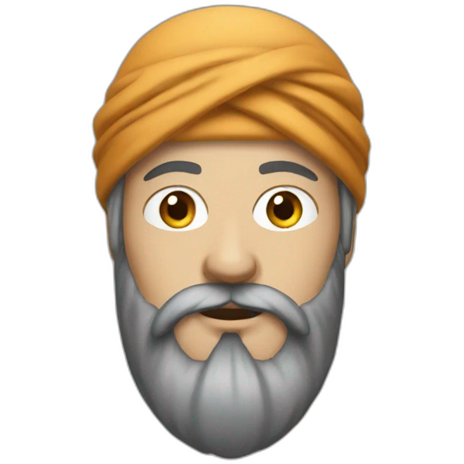 white man wearing turban dark brown beard emoji