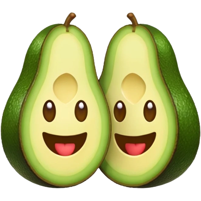 ios style emoji of two avocado halves with faces and hearts above them emoji