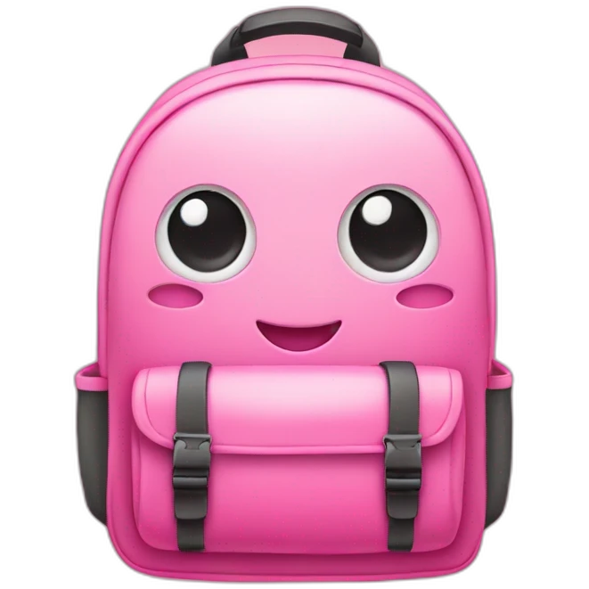 Cute pink backpack with eyes and smile and a map emoji