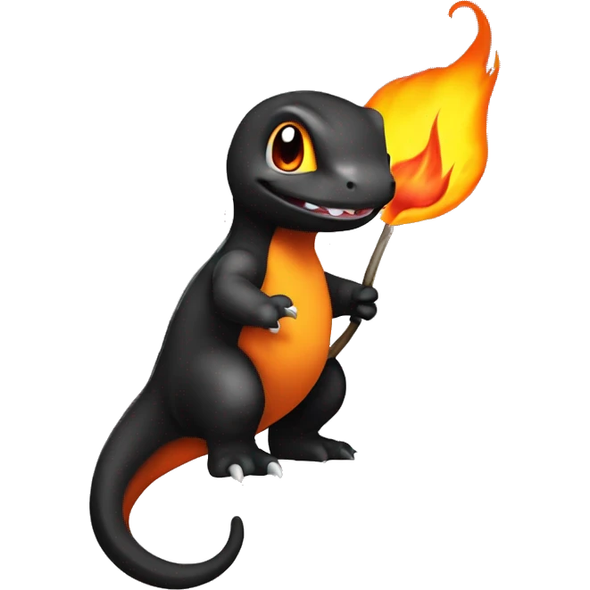 Black Shint Charmander with a flame on its tail-tip emoji