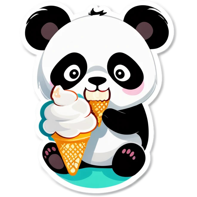 Panda eating ice cream emoji