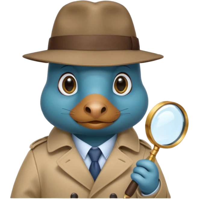 cute blue platypus detective emoji
