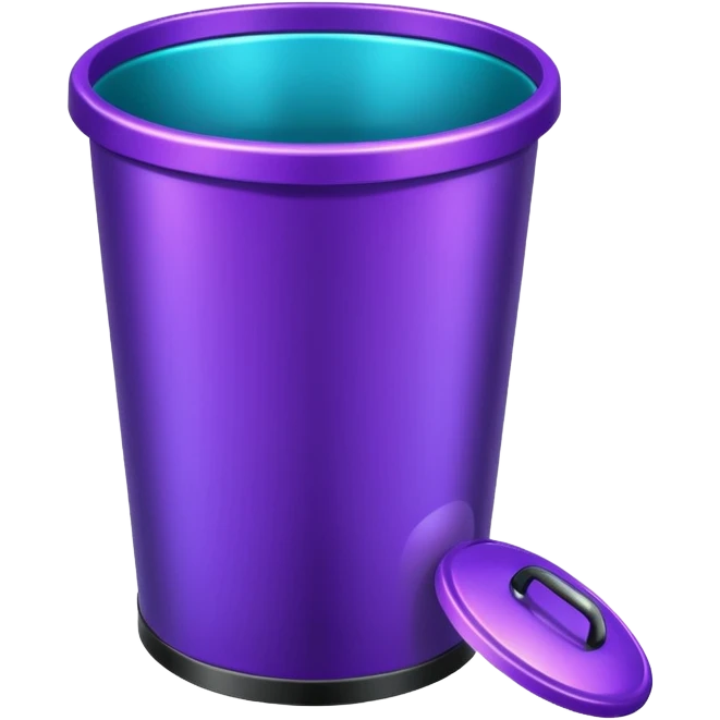 Glitter Purple and Cian  metal rubbish bin officer emoji