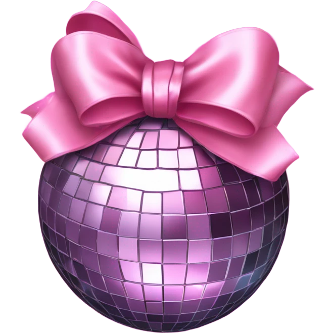 disco ball with a pink bow emoji