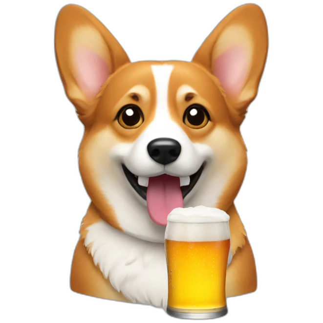 corgi drinking a beer emoji