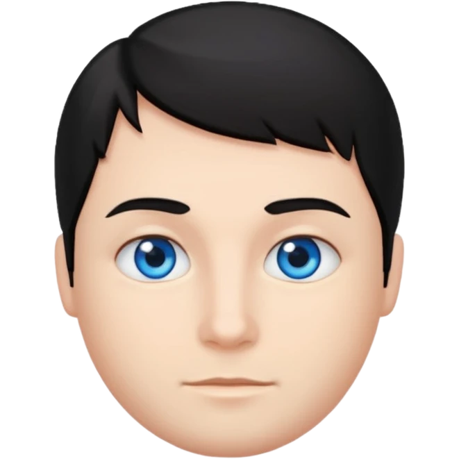 موی سیاه و لخت صورت گرد بدون ریش و سبیل چشم آبی emoji
