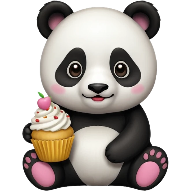 panda with cupcake emoji